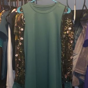 Embroidered floral mesh dress